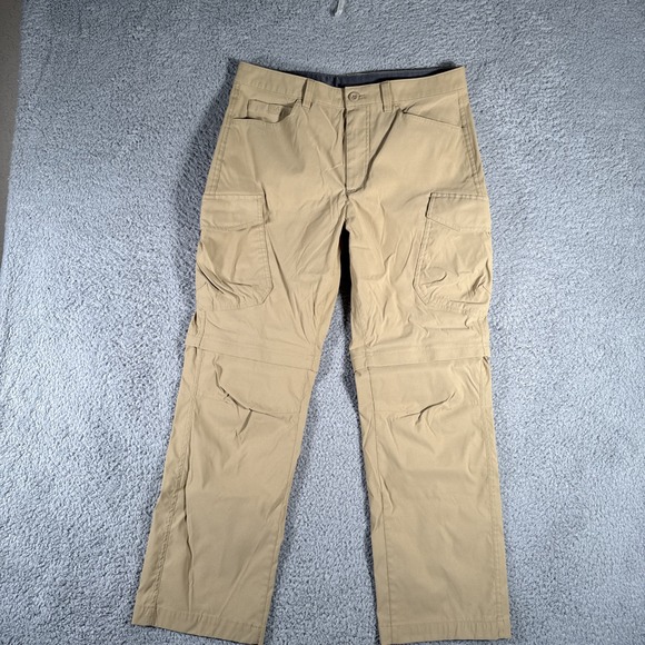 Eddie Bauer Convertible Tech Cargo Pants 33x30 (34x28) Tan Brown Hiking Gorpcore - Picture 1 of 12